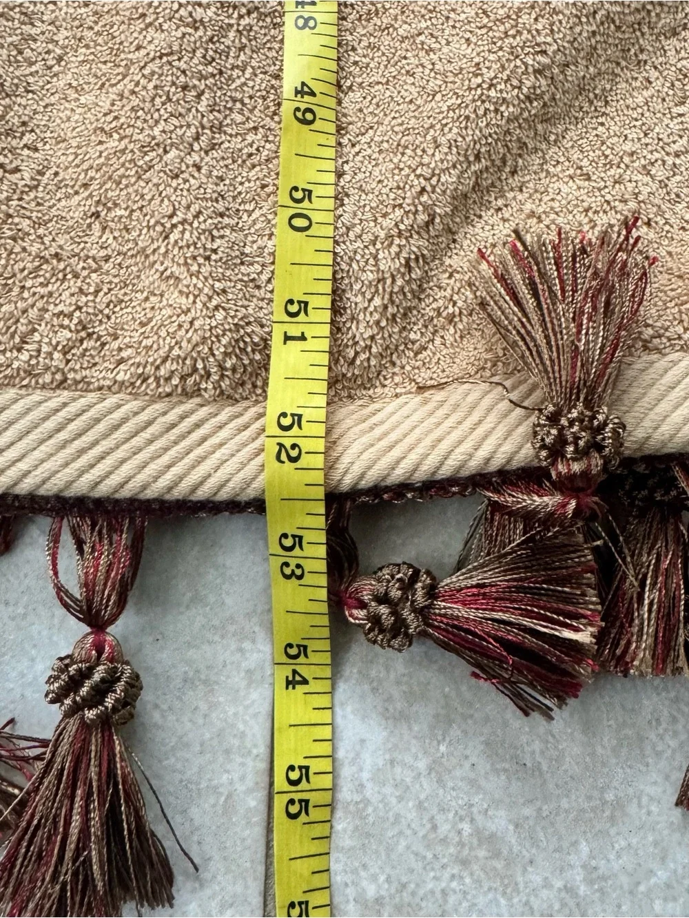 Vintage Croscill Flocked Damask French 3Pc Towel Set Gold Bath Hand Tassels Deco